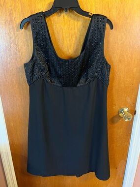Liz Claiborne Black Beaded Scoop Neck Mini Dress
